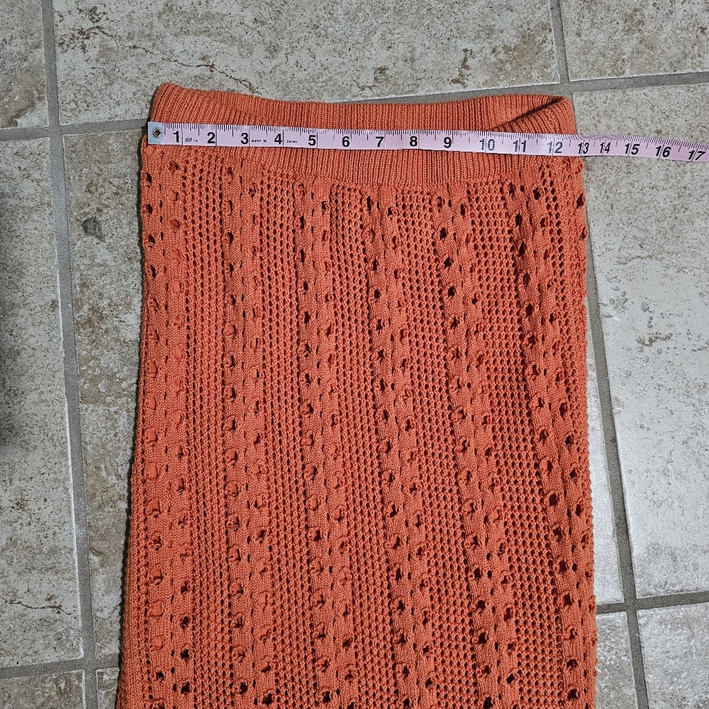 Olive & Oak Women’s M Crochet Knit Orange Maxi Skirt Boho Coastal Festival - Picture 6 of 7